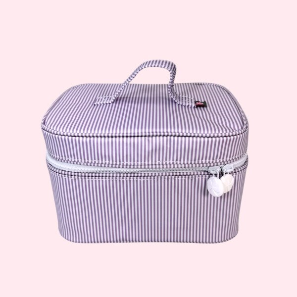 Lilac Preppy Stripe ~GLOSSY~ Cosmo Bag | Mint